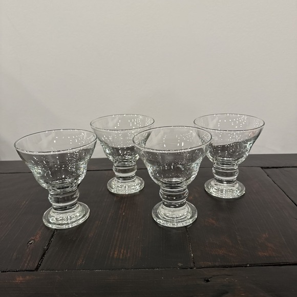 Handcrafted Other - Set of 4 Circle Art of Glass Short-Footed Goblets (6 oz) - Handcrafted in Turkey